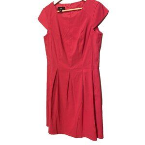 AGB Pleated Fit & Flare Cap Sleeve Pink Dress Womens Sz 12 Barbie Pink Wedding
